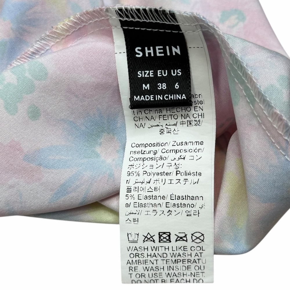 SHEIN Soleia White Multicolor Floral Ruffle Sweetheart Strapless Mini Dress - M - Picture 10 of 16